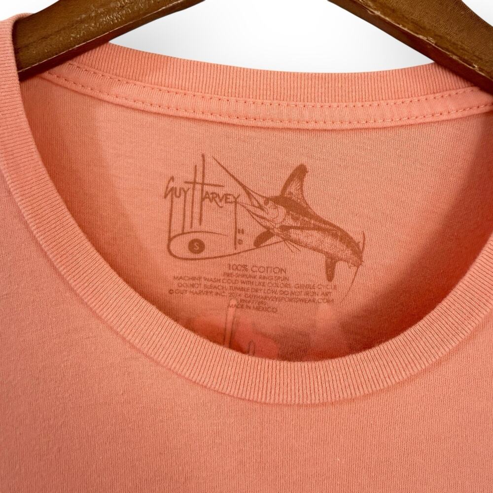 Guy Harvey Long Sleeve T-Shirt Women’s Small Cotton Coral Peach Marlin Fishing - Picture 4 of 7